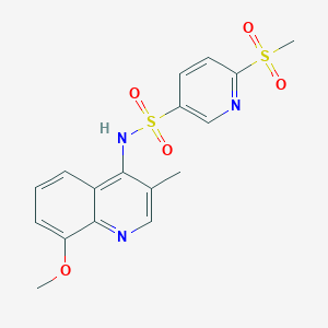 molecular formula C17H17N3O5S2 B2611379 6-methanesulfonyl-N-(8-methoxy-3-methylquinolin-4-yl)pyridine-3-sulfonamide CAS No. 1808450-31-8