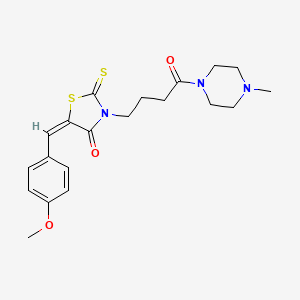 (5E)-5-[(4-methoxyphenyl)methylidene]-3-[4-(4-methylpiperazin-1-yl)-4-oxobutyl]-2-sulfanylidene-1,3-thiazolidin-4-one