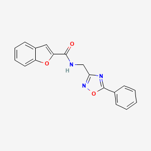 molecular formula C18H13N3O3 B2611388 N-[(5-phenyl-1,2,4-oxadiazol-3-yl)methyl]-1-benzofuran-2-carboxamide CAS No. 921143-16-0