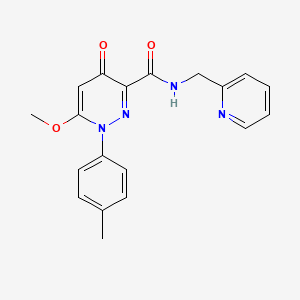 molecular formula C19H18N4O3 B2611389 6-methoxy-1-(4-methylphenyl)-4-oxo-N-(pyridin-2-ylmethyl)-1,4-dihydropyridazine-3-carboxamide CAS No. 1251575-90-2