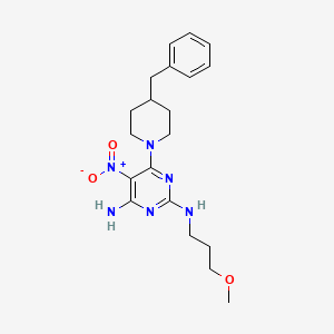 molecular formula C20H28N6O3 B2611393 6-(4-benzylpiperidin-1-yl)-N2-(3-methoxypropyl)-5-nitropyrimidine-2,4-diamine CAS No. 674294-46-3