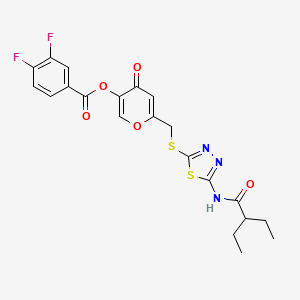 6-(((5-(2-ethylbutanamido)-1,3,4-thiadiazol-2-yl)thio)methyl)-4-oxo-4H-pyran-3-yl 3,4-difluorobenzoate
