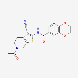 molecular formula C19H17N3O4S B2611395 N-(6-acetyl-3-cyano-5,7-dihydro-4H-thieno[2,3-c]pyridin-2-yl)-2,3-dihydro-1,4-benzodioxine-6-carboxamide CAS No. 864858-83-3