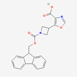 molecular formula C22H18N2O5 B2611404 5-[1-(9H-Fluoren-9-ylmethoxycarbonyl)azetidin-3-yl]-1,3-oxazole-4-carboxylic acid CAS No. 2219376-36-8