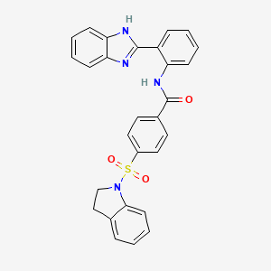 molecular formula C28H22N4O3S B2611415 N-(2-(1H-苯并[d]咪唑-2-基)苯基)-4-(吲哚-1-基磺酰基)苯甲酰胺 CAS No. 361171-01-9