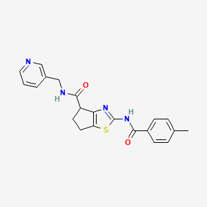 2-(4-methylbenzamido)-N-(pyridin-3-ylmethyl)-5,6-dihydro-4H-cyclopenta[d]thiazole-4-carboxamide