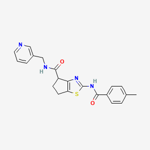 molecular formula C21H20N4O2S B2611418 2-(4-methylbenzamido)-N-(pyridin-3-ylmethyl)-5,6-dihydro-4H-cyclopenta[d]thiazole-4-carboxamide CAS No. 941926-52-9