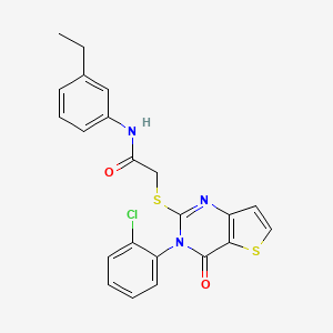 2-((3-(2-chlorophenyl)-4-oxo-3,4-dihydrothieno[3,2-d]pyrimidin-2-yl)thio)-N-(3-ethylphenyl)acetamide
