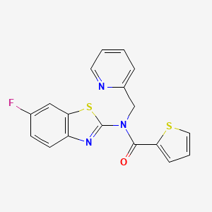 molecular formula C18H12FN3OS2 B2611425 N-(6-fluorobenzo[d]thiazol-2-yl)-N-(pyridin-2-ylmethyl)thiophene-2-carboxamide CAS No. 922618-87-9
