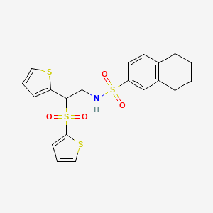 molecular formula C20H21NO4S4 B2611432 N-[2-(2-thienyl)-2-(2-thienylsulfonyl)ethyl]-5,6,7,8-tetrahydronaphthalene-2-sulfonamide CAS No. 896349-23-8
