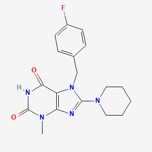 7-[(4-Fluorophenyl)methyl]-3-methyl-8-piperidin-1-ylpurine-2,6-dione