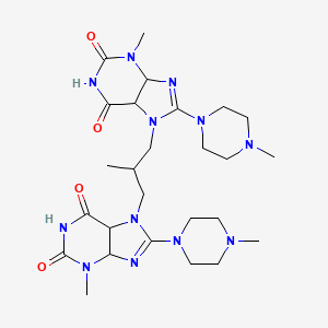 molecular formula C26H38N12O4 B2611436 3-methyl-7-(2-{[3-methyl-8-(4-methylpiperazin-1-yl)-2,6-dioxo-2,3,6,7-tetrahydro-1H-purin-7-yl]methyl}propyl)-8-(4-methylpiperazin-1-yl)-2,3,6,7-tetrahydro-1H-purine-2,6-dione CAS No. 1795484-82-0