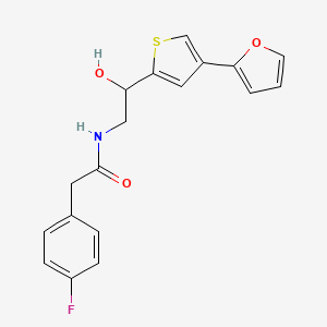 molecular formula C18H16FNO3S B2611437 2-(4-Fluorophenyl)-N-[2-[4-(furan-2-yl)thiophen-2-yl]-2-hydroxyethyl]acetamide CAS No. 2380070-02-8