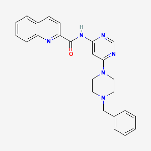 molecular formula C25H24N6O B2611446 N-[6-(4-苄基哌嗪-1-基)嘧啶-4-基]喹啉-2-甲酰胺 CAS No. 1396856-32-8