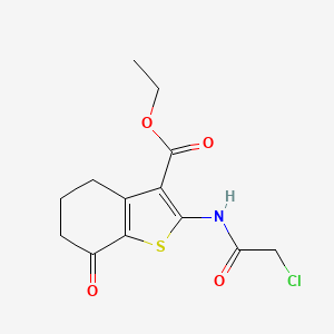molecular formula C13H14ClNO4S B2611455 Ethyl 2-[(chloroacetyl)amino]-7-oxo-4,5,6,7-tetrahydro-1-benzothiophene-3-carboxylate CAS No. 96334-42-8