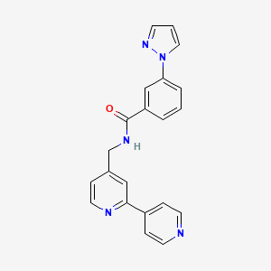 molecular formula C21H17N5O B2611457 N-([2,4'-bipyridin]-4-ylmethyl)-3-(1H-pyrazol-1-yl)benzamide CAS No. 2034579-55-8