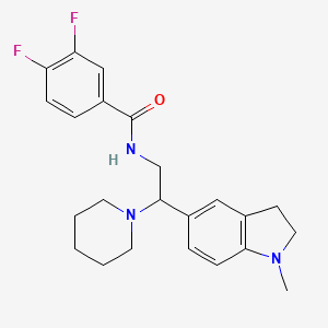 molecular formula C23H27F2N3O B2611462 3,4-二氟-N-(2-(1-甲基吲哚-5-基)-2-(哌啶-1-基)乙基)苯甲酰胺 CAS No. 921926-02-5