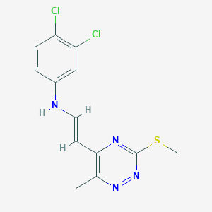 molecular formula C13H12Cl2N4S B2611477 3,4-Dichloro-N-(2-(6-methyl-3-(methylsulfanyl)-1,2,4-triazin-5-yl)vinyl)aniline CAS No. 306980-29-0