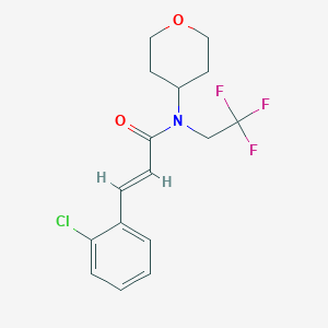 molecular formula C16H17ClF3NO2 B2611479 (E)-3-(2-chlorophenyl)-N-(tetrahydro-2H-pyran-4-yl)-N-(2,2,2-trifluoroethyl)acrylamide CAS No. 1799258-42-6