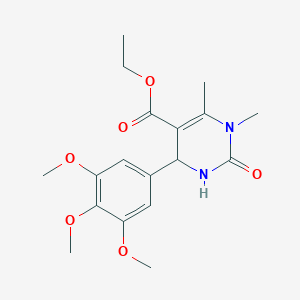 molecular formula C18H24N2O6 B2611484 Ethyl 1,6-dimethyl-2-oxo-4-(3,4,5-trimethoxyphenyl)-1,2,3,4-tetrahydropyrimidine-5-carboxylate CAS No. 342390-51-6