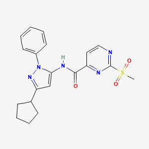 molecular formula C20H21N5O3S B2611485 N-(3-cyclopentyl-1-phenyl-1H-pyrazol-5-yl)-2-methanesulfonylpyrimidine-4-carboxamide CAS No. 2094725-13-8