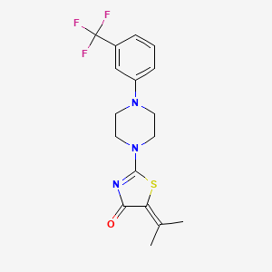 molecular formula C17H18F3N3OS B2611486 5-(propan-2-ylidene)-2-(4-(3-(trifluoromethyl)phenyl)piperazin-1-yl)thiazol-4(5H)-one CAS No. 848921-91-5