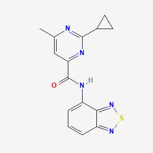 molecular formula C15H13N5OS B2611487 N-(2,1,3-Benzothiadiazol-4-yl)-2-cyclopropyl-6-methylpyrimidine-4-carboxamide CAS No. 2415514-18-8