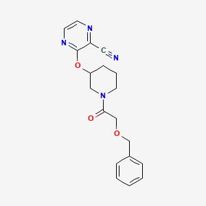 molecular formula C19H20N4O3 B2611488 3-((1-(2-(Benzyloxy)acetyl)piperidin-3-yl)oxy)pyrazine-2-carbonitrile CAS No. 2034435-14-6