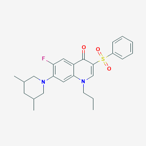 molecular formula C25H29FN2O3S B2611492 7-(3,5-二甲基哌啶-1-基)-6-氟-3-(苯磺酰基)-1-丙基喹啉-4(1H)-酮 CAS No. 1251610-97-5