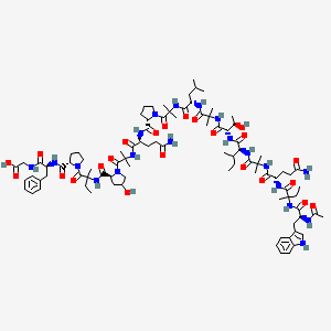 molecular formula C91H138N20O23 B2611493 Ac-Trp-DL-Iva-Gln-Aib-xiIle-Thr-Aib-Leu-Aib-Pro-Gln-Aib-xiHyp-DL-Iva-Pro-Phe-Gly-OH CAS No. 185981-24-2