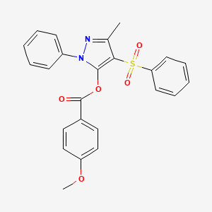 molecular formula C24H20N2O5S B2611494 3-methyl-1-phenyl-4-(phenylsulfonyl)-1H-pyrazol-5-yl 4-methoxybenzoate CAS No. 851092-70-1