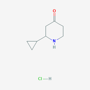 molecular formula C8H14ClNO B2611503 2-Cyclopropylpiperidin-4-one hydrochloride CAS No. 1823095-86-8