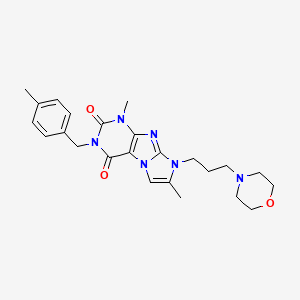 molecular formula C24H30N6O3 B2611510 1,7-dimethyl-3-(4-methylbenzyl)-8-(3-morpholinopropyl)-1H-imidazo[2,1-f]purine-2,4(3H,8H)-dione CAS No. 927556-37-4