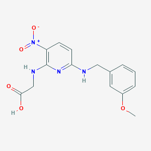 molecular formula C15H16N4O5 B2611512 2-({6-[(3-Methoxybenzyl)amino]-3-nitro-2-pyridinyl}amino)acetic acid CAS No. 329700-21-2