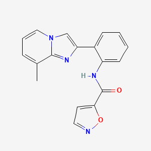 molecular formula C18H14N4O2 B2611520 N-(2-(8-甲基咪唑并[1,2-a]吡啶-2-基)苯基)异恶唑-5-甲酰胺 CAS No. 1795089-17-6