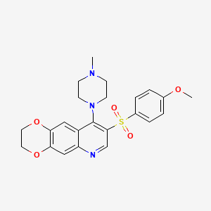 molecular formula C23H25N3O5S B2611524 4-Methoxyphenyl [9-(4-methylpiperazino)-2,3-dihydro[1,4]dioxino[2,3-g]quinolin-8-yl] sulfone CAS No. 887212-85-3