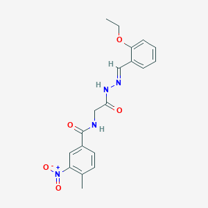 molecular formula C19H20N4O5 B2611546 (E)-N-(2-(2-(2-ethoxybenzylidene)hydrazinyl)-2-oxoethyl)-4-methyl-3-nitrobenzamide CAS No. 391879-20-2