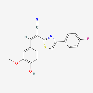 (2Z)-2-[4-(4-fluorophenyl)-1,3-thiazol-2-yl]-3-(4-hydroxy-3-methoxyphenyl)prop-2-enenitrile