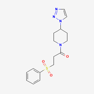 1-(4-(1H-1,2,3-triazol-1-yl)piperidin-1-yl)-3-(phenylsulfonyl)propan-1-one