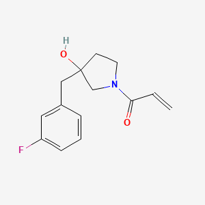 molecular formula C14H16FNO2 B2611558 1-[3-[(3-Fluorophenyl)methyl]-3-hydroxypyrrolidin-1-yl]prop-2-en-1-one CAS No. 2361658-07-1