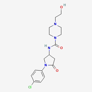 molecular formula C17H23ClN4O3 B2611559 N-(1-(4-氯苯基)-5-氧代吡咯烷-3-基)-4-(2-羟乙基)哌嗪-1-甲酰胺 CAS No. 894023-84-8