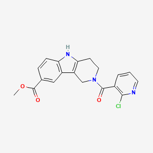 molecular formula C19H16ClN3O3 B2611561 methyl 2-(2-chloropyridine-3-carbonyl)-1H,2H,3H,4H,5H-pyrido[4,3-b]indole-8-carboxylate CAS No. 1110960-72-9