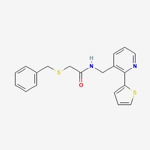 molecular formula C19H18N2OS2 B2611574 2-(苯甲硫基)-N-((2-(噻吩-2-基)吡啶-3-基)甲基)乙酰胺 CAS No. 2034398-53-1