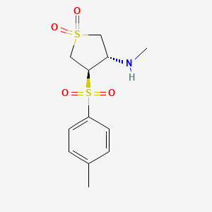 molecular formula C12H17NO4S2 B2611581 (3S,4R)-3-(methylamino)-4-[(4-methylphenyl)sulfonyl]thiolane-1,1-dione CAS No. 957017-13-9