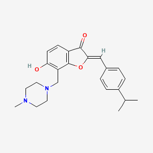 molecular formula C24H28N2O3 B2611585 6-Hydroxy-2-{[4-(methylethyl)phenyl]methylene}-7-[(4-methylpiperazinyl)methyl] benzo[b]furan-3-one CAS No. 869078-34-2