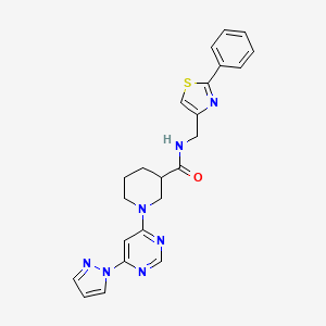 1-(6-(1H-pyrazol-1-yl)pyrimidin-4-yl)-N-((2-phenylthiazol-4-yl)methyl)piperidine-3-carboxamide
