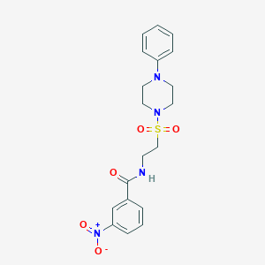 molecular formula C19H22N4O5S B2611606 3-nitro-N-[2-(4-phenylpiperazin-1-yl)sulfonylethyl]benzamide CAS No. 897621-13-5