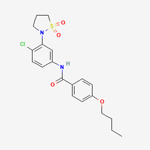 molecular formula C20H23ClN2O4S B2611607 4-butoxy-N-(4-chloro-3-(1,1-dioxidoisothiazolidin-2-yl)phenyl)benzamide CAS No. 946216-89-3