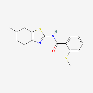 molecular formula C16H18N2OS2 B2611612 N-(6-methyl-4,5,6,7-tetrahydrobenzo[d]thiazol-2-yl)-2-(methylthio)benzamide CAS No. 896344-00-6