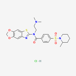N-([1,3]dioxolo[4',5':4,5]benzo[1,2-d]thiazol-6-yl)-N-(2-(dimethylamino)ethyl)-4-((2-methylpiperidin-1-yl)sulfonyl)benzamide hydrochloride